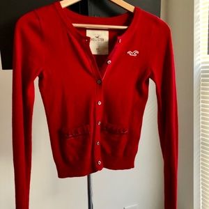 Hollister Red Cardigan